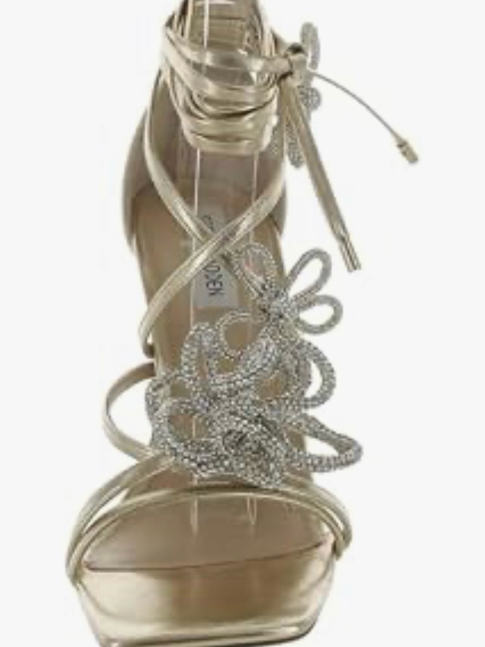 Steve Madden Gold Rhinestone Lace-Up Heeled Sandal, 10M